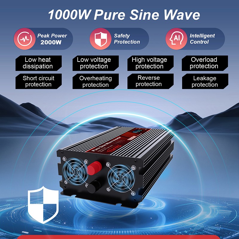 Tianmo 1000W Pure Sine Wave Inverter Wired Remote Control 