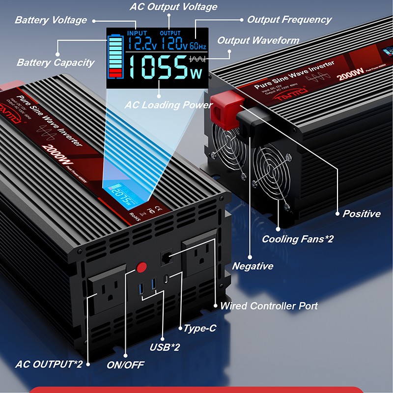 Tianmo 2000W Pure Sine Wave Inverter Wired Remote Control